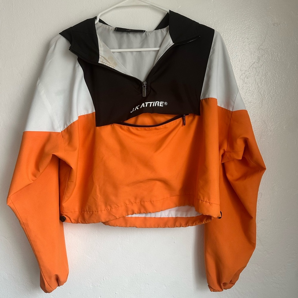 JK Attire Orange Kangaroo Pouch Windbreaker